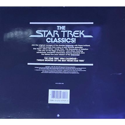 1984 STAR TREK original TV series first printing 12-month wall calendar