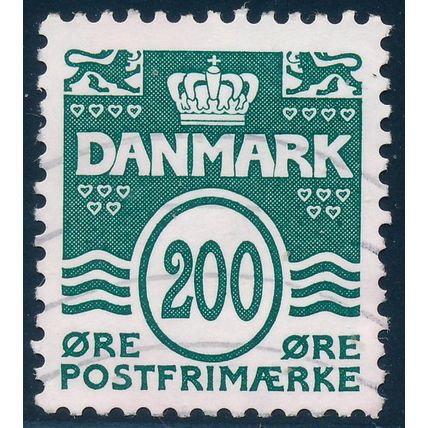 Denmark AFA 1447/Scott 1341, 200ø green Wavy Lines new Type, F-VF used stamp