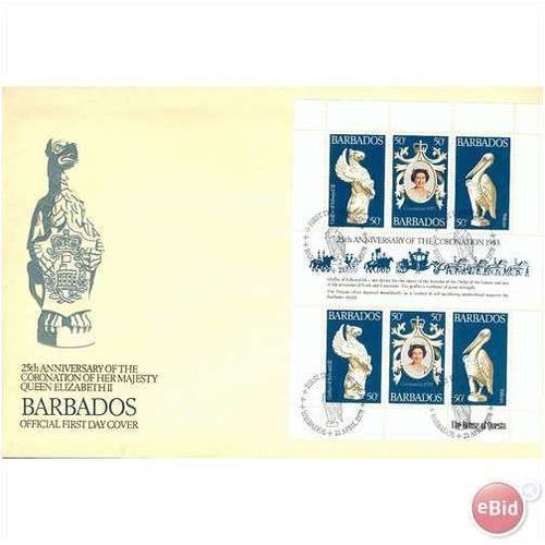 Barbados FDC 1978 - SG MS - 597-599 - 25th Anniversary of Coronation