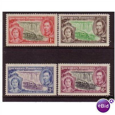 Southern Rhodesia KGVI 1937 Coronation Unmounted Mint NHM SG 36-39 trains bridge
