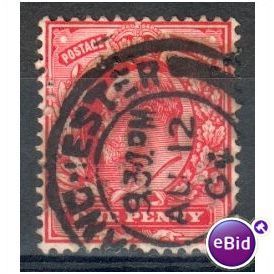 GB stamps 1902-10 KEV11 - 1d SG219 Manchester 2