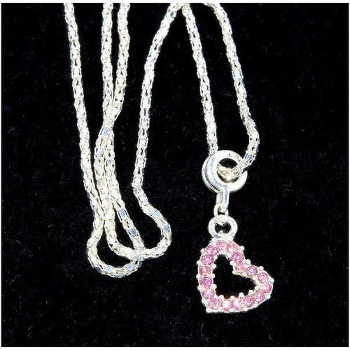 Love Heart Lilac Crystal Gem Silver Plated Pendant Necklace Chain Jewellery 1646