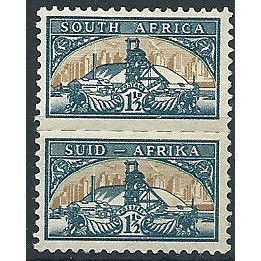 South Africa 1941 SG87 1 1/2d Blue-Green & Yellow Buff Mounted Mint PAIR .. ..
