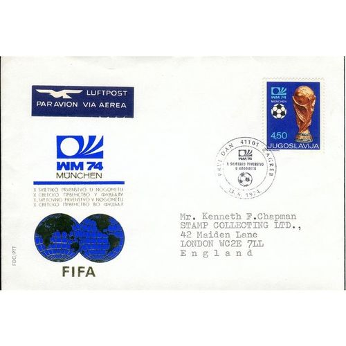 Yugoslavia FDC 1974 - SG1614 - World Cup Football Championship, West Germany