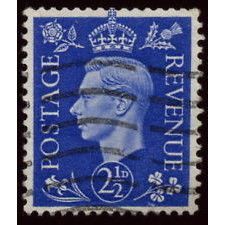 Great Britain GB KGVI 2½d Light Ultramarine Used SG 489 Sc 262 stamp postage