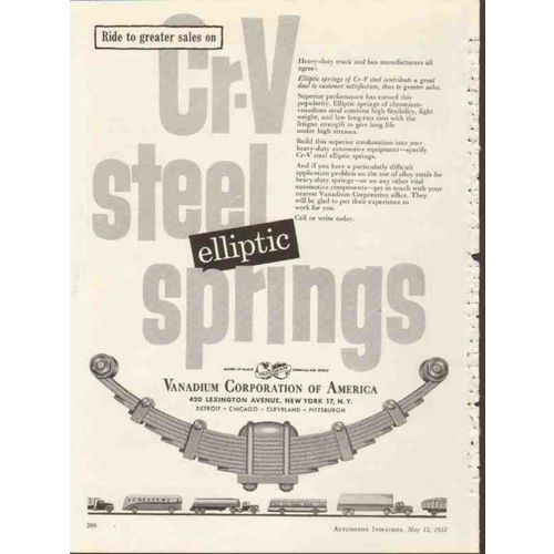 vanadium corp of america 1953 cr-v steel elliptic springs vintage ad