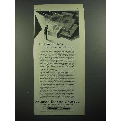 1931 American Express Travel Ad - Feared Calendar