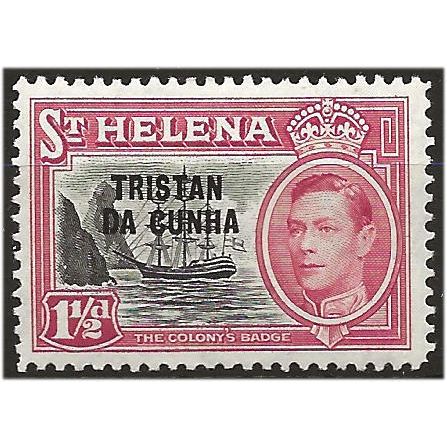 Tristan Da Cunha 1952 SG3 1 1/2d Black & Carmine Mounted Mint . ..