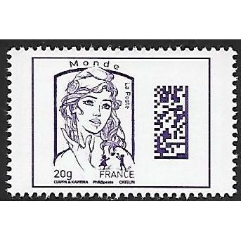 Mi 6257: 20 g. Monde deep violet Definitive Stamp: 'Marianne de la Jeunesse.'