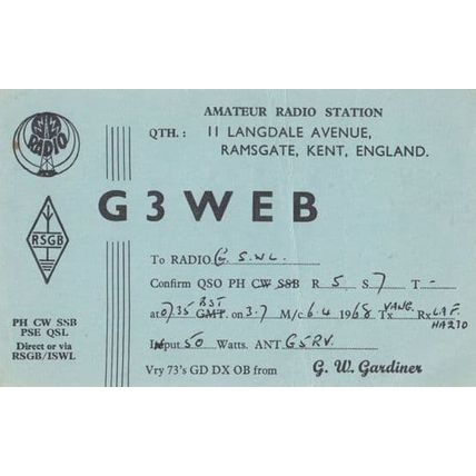 Langdale Avenue Ramsgate Kent Amateur Radio Station QSL Postcard