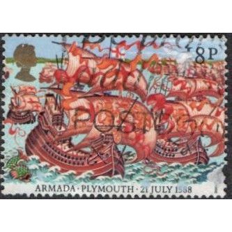 1988, 400th Anniversary of the Armada, 18p Value. Fleet Leaving Plymouth. F/Used