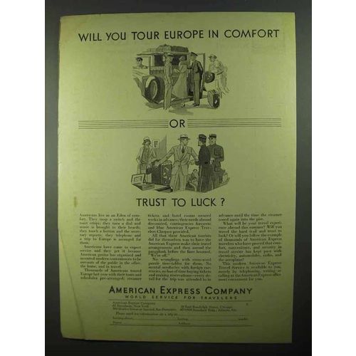 1931 American Express Company Ad - Tour Europe