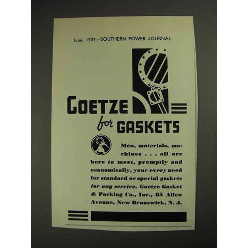 1937 Goetze Gaskets Ad - NICE!