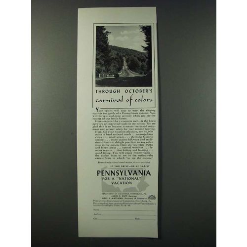 1948 Pennsylvania Tourism Ad - Through October's Carnival of Colors