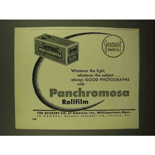 1950 Gevaert Panchromosa Rollfilm Ad - Whatever Light