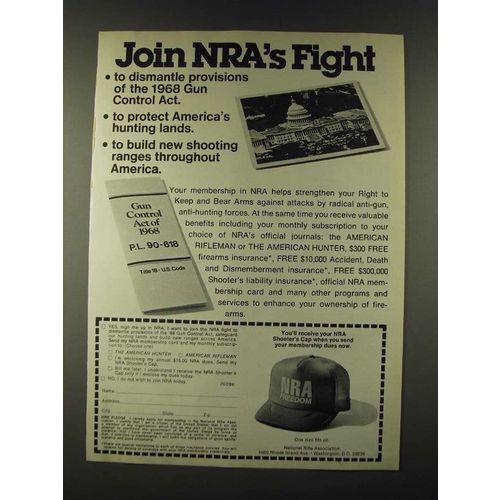 1979 NRA National Rifle Association Ad - Join NRA's Fight to dismantle