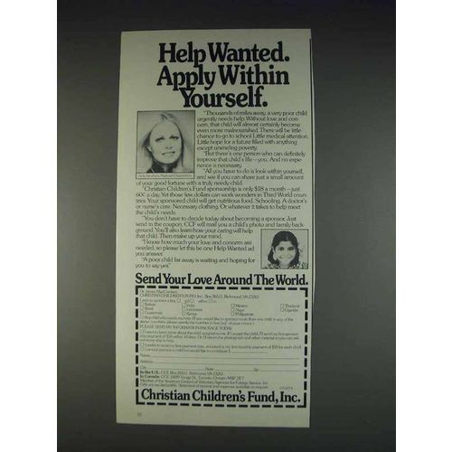 1982 Christian Children's Fund Ad - Sally Struthers