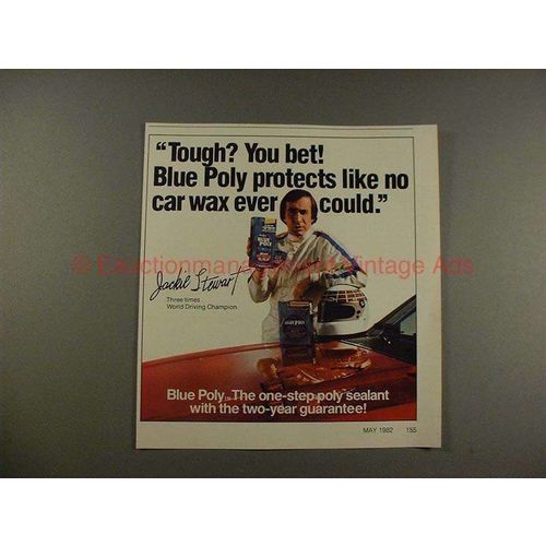 1982 Blue Poly Protectant ad w/ Jackie Stewart, Tough!