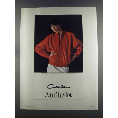 1982 Ann Taylor Luxe Leather Blousan Jacket Ad - Carla