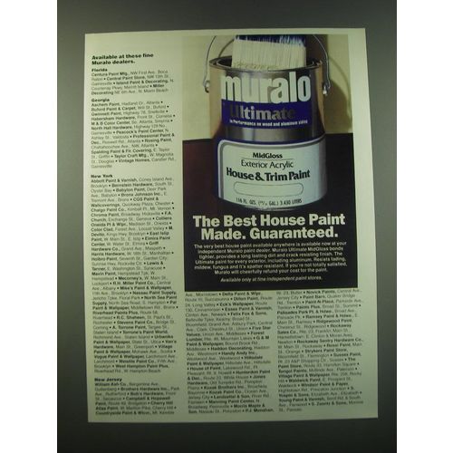 1988 Muralo House & Trim Paint Ad - The best house paint made. Guaranteed.