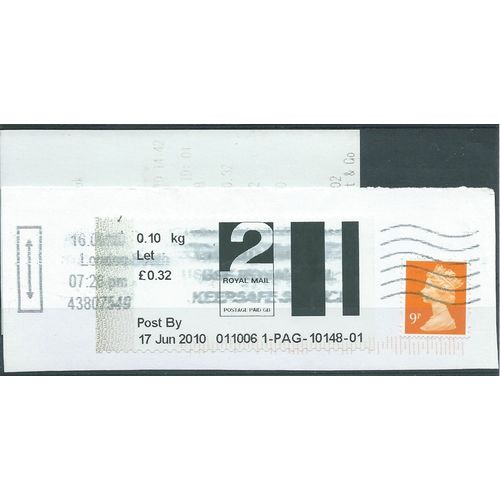 2010 2ND CLASS POST & GO (LONDON W8) ON PIECE(EBID50-419XL)