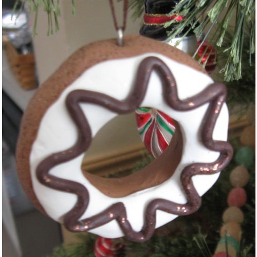 Kurt Adler Vanilla Frosted, Decorated & Glittered DONUT Christmas Ornament