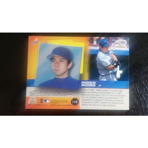 1998 Pacific Invincible Card # 110 Hideo Nomo Excellent (5) Los Angeles Dodgers