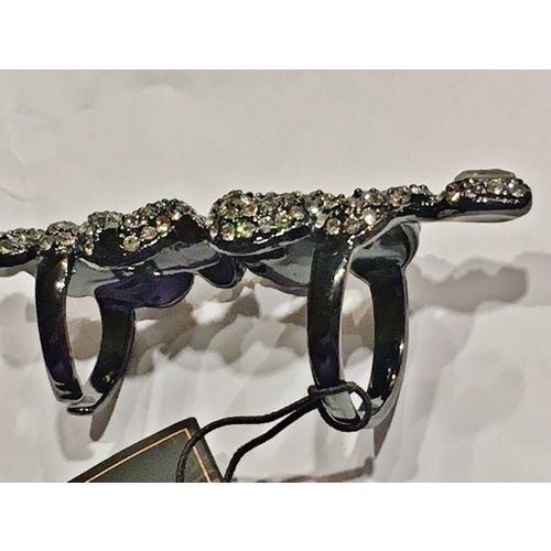 BCBG MAXAZRIA Knuckle Jointed Double Ring Women's Ring Size 7 HEMATITE
