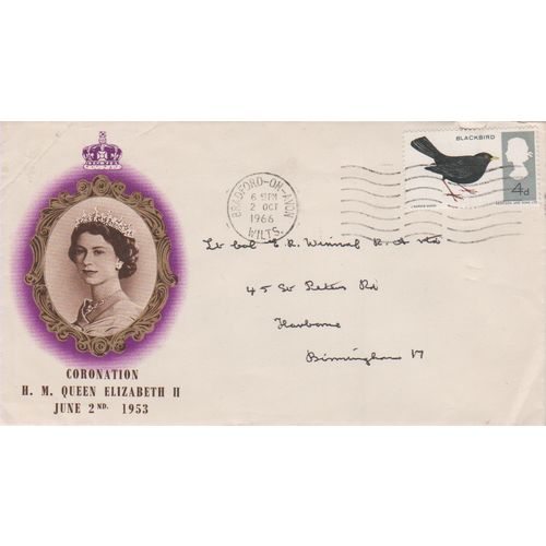 GB 1966 British Birds Blackbird on 1953 Coronation cover see rest