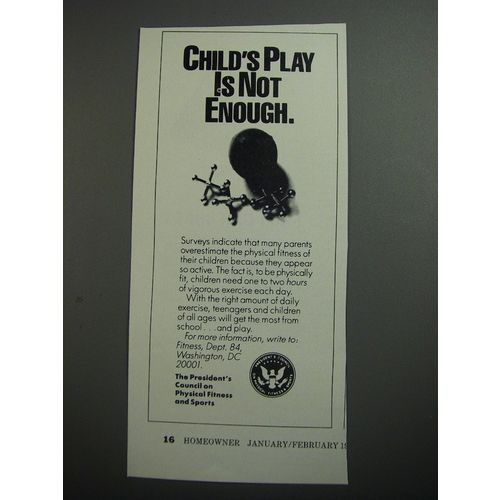 1989 The President's Council on Physical Fitness and Sports Ad - Child's play