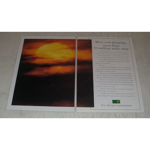 1990 BP Oil Ad - We're now pumping water from 93 million miles away
