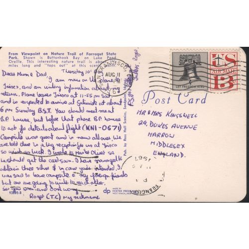 USA Postcard - Buttonhook Bay, Lake Pend Oreille, Farragut State Park, Idaho