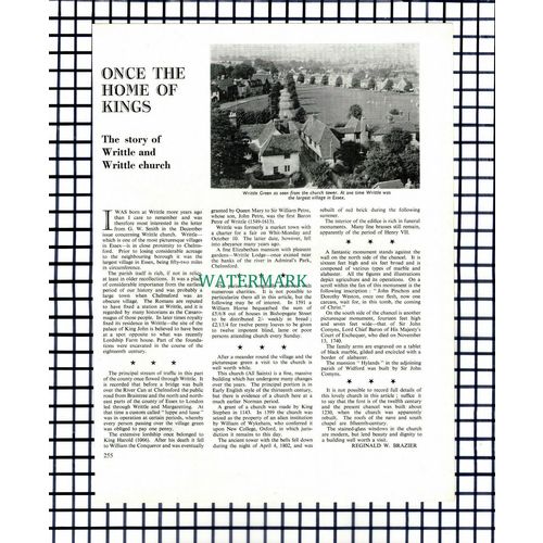 Writtle Essex Church - 1962 Article / Print