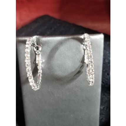 Hoop Crystal & Silver Earrings - 30mm