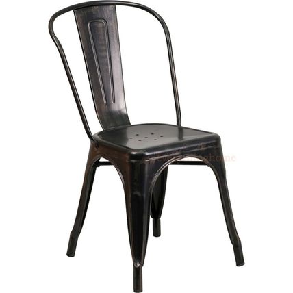 Tolix Antique Black Gold Metal Dining Chair Commercial Quality 1-4 Unit Discount