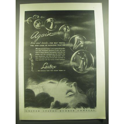 1946 United States Rubber Company Lastex Yarn Ad - Again free and lovely