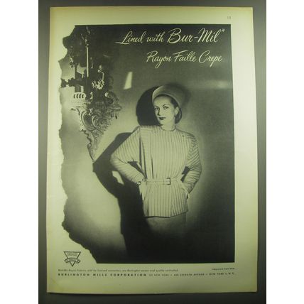 1946 Burlington Mills Corporation Advertisement - Bur-Mil Rayon Faille Crepe