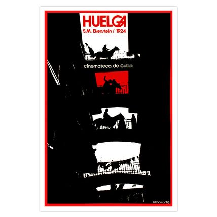 Cuban Poster.HUELGA.On Strike.Eisenstein film art.Graphic design.Collectible