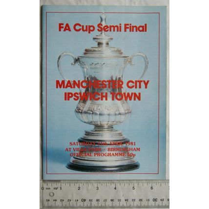 1981 programme Manchester City v. Ipswich Town, FA Cup semi final