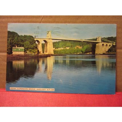 MENAI BRIDGE, WALES used postcard by Dennis 1965 pm =