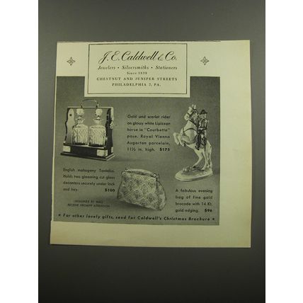 1951 J.E. Caldwell & Co Ad - Royal Vienna Augarten Porcelain, Tantalus, Bag