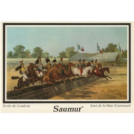 Saumur Ecole French Horse Race Saut De La Haie Corrousel Postcard