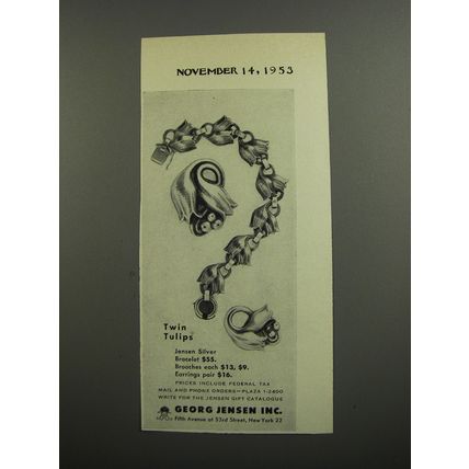 1953 Georg Jensen Jewelry Advertisement - Twin Tulips