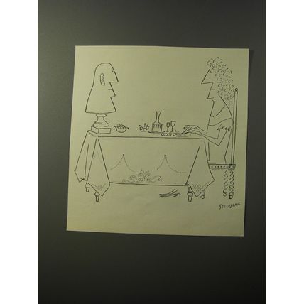 1953 Cartoon by Saul Steinberg - Dining Alone