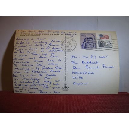 a window on CARMEL, CALIFORNIA, USA used postcard 1984 pm =