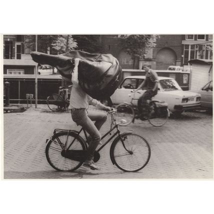 Dutch Bicycle Cyclist With Giant Bass Cello Music Photo Award Postcard