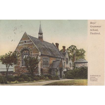 Thetford Grammar School Norfolk Antique Colour Postcard