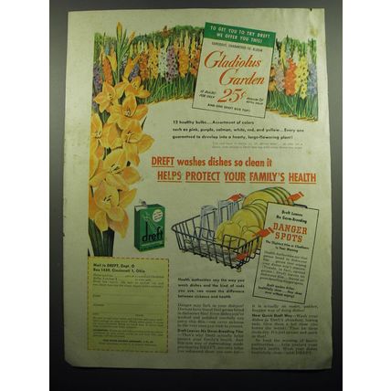 1949 Dreft Detergent Ad - Dreft washes dishes so clean it helps protect health
