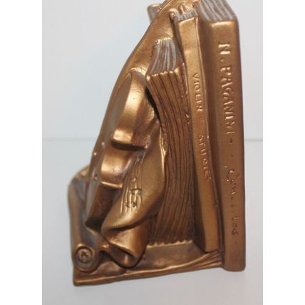 VTG MCM Bookends Gold Violin Universal Statuary Corp Pair of 1964 Art Decor Gift