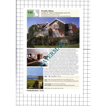 Warpool Court Hotel St David's Pembrokeshire Penally Abbey Advert - 2011 Cutting